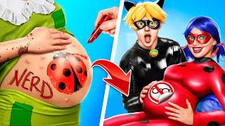 Hamile Ladybug İçin Olağanüstü Makyaj İNEKten popüler SÜPER KAHRAMANa dönüşüm