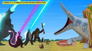 Epic Showdown GODZILLA & KONG vs. 94-Million-Year-Old Dinosaur Sarabosaurus Dahli - FUNNY CARTOON