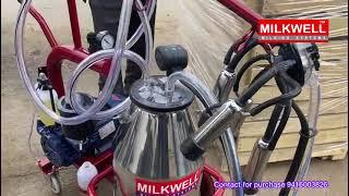 0.75 hp portable cow milking machine with 25 ltr can cluster assembly