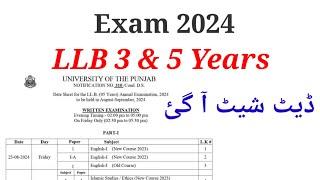 LLB Part 1 date sheet 2024  LLB date sheet 2024Punjab University LLB date sheet 2024