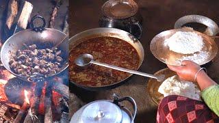 Village Chicken curry & Rice cooking Eating in the village  Nepali Village Kitchen 