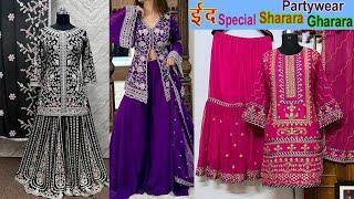 latest partywear sharara gharara design  designer sharara dress fashion  partywear sharara suit