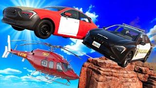 Multiplayer Police Chase Ends with BROKEN BRIDGE Jump in BeamNG Drive Mods