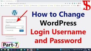 How to Change WordPress login Username and Password in Hindi  Part-7