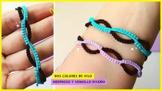  APRENDE este NUEVO y PRECIOSO diseño  de pulsera tejida en MACRAMÉ con dos colores