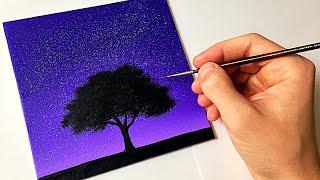Easy Night Sky for Beginners  Acrylic Painting Tutorial Step by Step