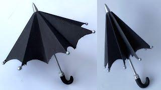 How To Make Paper Umbrella that open and close  Paper Umbrella  Easy Paper Craft  Black Umbrella