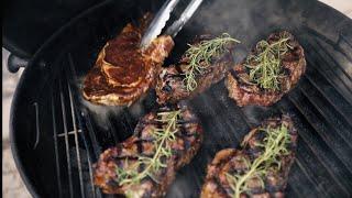 Grilling New York Strip Steaks on the Weber Grill  Ribeye Steak