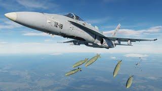 Tanks Vs Bombs - Bombing Destroy Military Base - F-18C Formation Attacks T-90 - DCS World