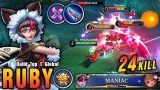 24 Kills + MANIAC Offlane Monster Ruby Brutal Damage Build - Build Top 1 Global Ruby  MLBB