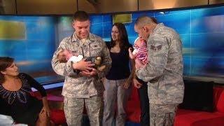 Watch Soldiers meet their newborn babies