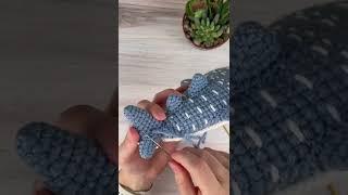 Part 2 of sewing the tail fin to our whale shark  #amigurumi #crochet #shorts #crochettutorial