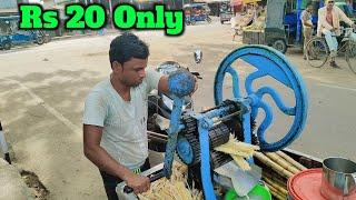 Making & Selling Sugarcane Juice On Roadside For Rs 20 l Indian Street Food