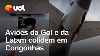 Aviões colidem no pátio do aeroporto de Congonhas vídeo mostra aeronave danificada