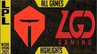 TES vs LGD Highlights ALL GAMES  LPL Spring 2021 W3D6  TOP Esports vs LGD Gaming