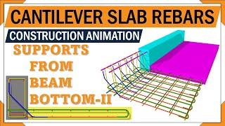 cantilever slab reinforcement  concrete slab and Beam rebars  3d animation of Rc Slab