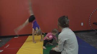 Tumbling toddlers at Miss Kellys Gym in Creve Coeur