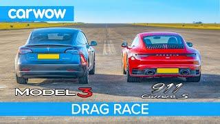 Tesla Model 3 P v Porsche 911 - DRAG RACE *shock result*