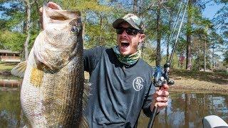 GIANT BASS FOUND in MUDDY CREEK BED FISHING with JIGS