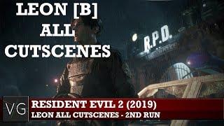 Resident Evil 2 2019 - Leon S. Kennedy all cutscenes 2nd run + true ending Leon B