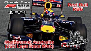 Red Bull RB6 @ Melbourne Australia 25% Laps Race Wet  F1 2018 Classic Cars PS4 Gameplay