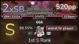 8.7⭐ worst hr player  RoughSketch - 666 VIVID 98.55% #7  520pp 2xSB - osu