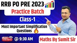 RRB PO Pre 2023  Most important Simplification Questions  Practice Batch Class-1  #rrbpopre