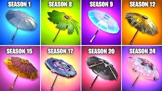 Evolution of Fortnite Victory Umbrellas Chapter 1 Season 1 - Chapter 4 Season 2