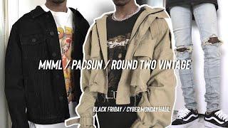 BLACK FRIDAY  CYBER MONDAY MNML PACSUN AND ROUND TWO VINTAGE HAUL W TRY ON 2021