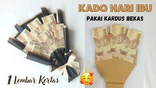 KADO HARI IBU  TUTORIAL BUKET UANG WRAPPING HEMAT KERTAS CELLOPHANE  BUKET UANG 10 LEMBAR MUDAH