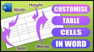 Change the size height width split and merge TABLE CELLS in WORD