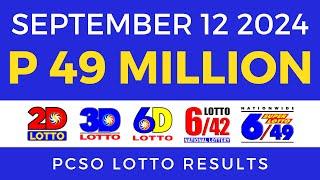 Lotto Result Today 9pm September 12 2024  PCSO Complete