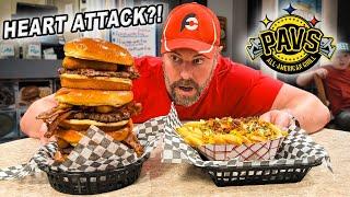 Pavs Heart Attack Quadruple Burger Challenge w Extra Greek Gyro