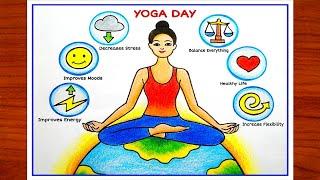 International Yoga Day DrawingWorld Yoga Day Poster DrawingBenefits Of Yoga Chart Step By Step