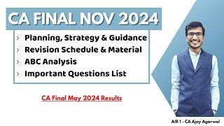 Planning Strategy & Guidance for Nov 24  CA Final MAY 24 Result  ABC Analysis AJAY AGARWAL AIR 1