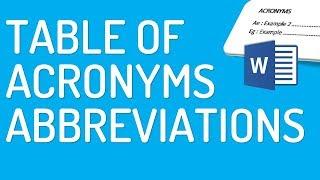 How to make table of acronymsabbreviations in Word