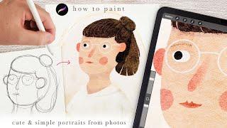 Paint cute portraits from photos ️ procreate tutorial & Procreate for beginners