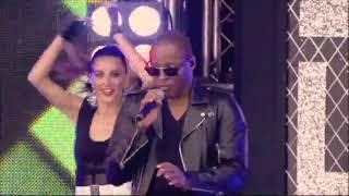 Stefania Spampinato as a backup dancer for Taio Cruz live at T4 on the Beach  2010