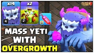 Updated  14 Mass Yeties with 2 Overgrowth Spell Best Th14 War Attack in Clash of Clans
