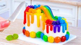Satisfying Miniature Double Rainbow Cake Decorating  Ultimate Miniature Rainbow Jelly Cake Recipe
