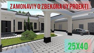 OZBEKONA UY PROEKTI  25 X 40 3D MODEL