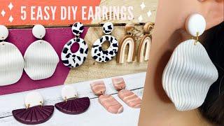 5 Easy DIY Earring  DIY Polymer Clay Earrings using Household Items  Trendy Statement Earring