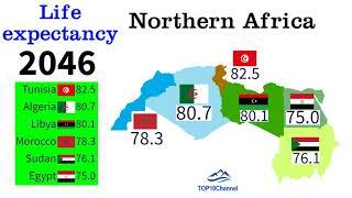 Life expectancy years of Northern African countries in 300 years 1800 - 2100 TOP 10 Channel