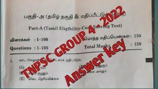 TNPSC GROUP 4 - Answer key  group 4 2022 - Answer key