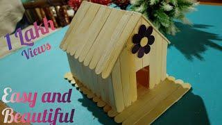 how to make easy popsicle sticks house #easycraft  #easy house craft .......