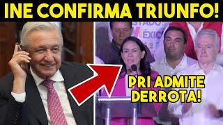 AMLO ¡RECIBE NOTICIA INE DA TRIUNFO A DELFINA PRI ADMITE DERROTA. ALITO Y MARKO HUYEN