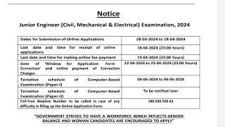 SSC Junior Engineer Notification 2024 MP Sarkari Job is live