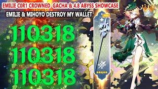 Emilie & Mihoyo Destroy My Wallet - Emilie C0R1 Crowned Gacha & 4.8 Abyss Burning DPS Showcase