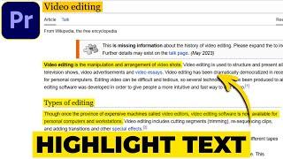 How to Highlight Text in Premiere Pro  Text Highlighter Effect