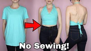 Easy DIY Halter Tops No Sewing T Shirt Cutting Tutorials